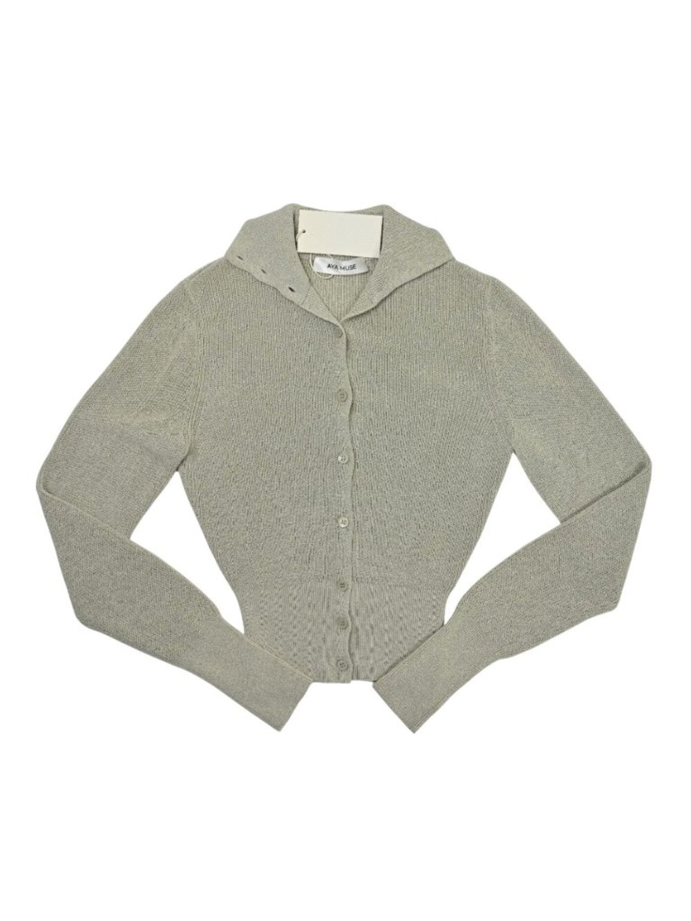Aya Muse Alma Ribbed Knit Cardigan in Green